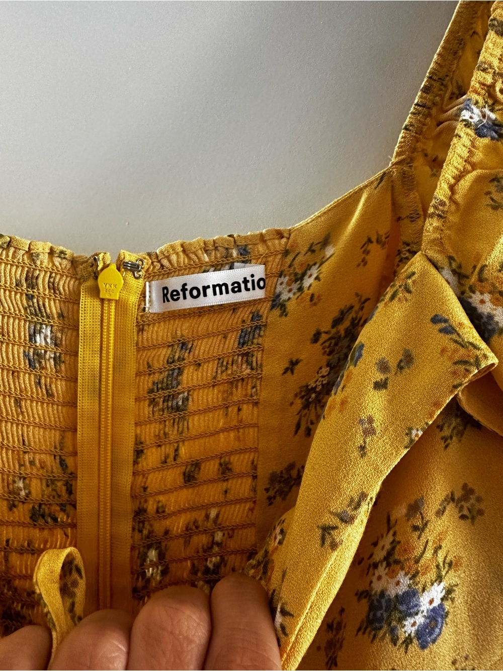 Reformation Yellow Floral Puff-Sleeve Mini Dress - Picture 2 of 3